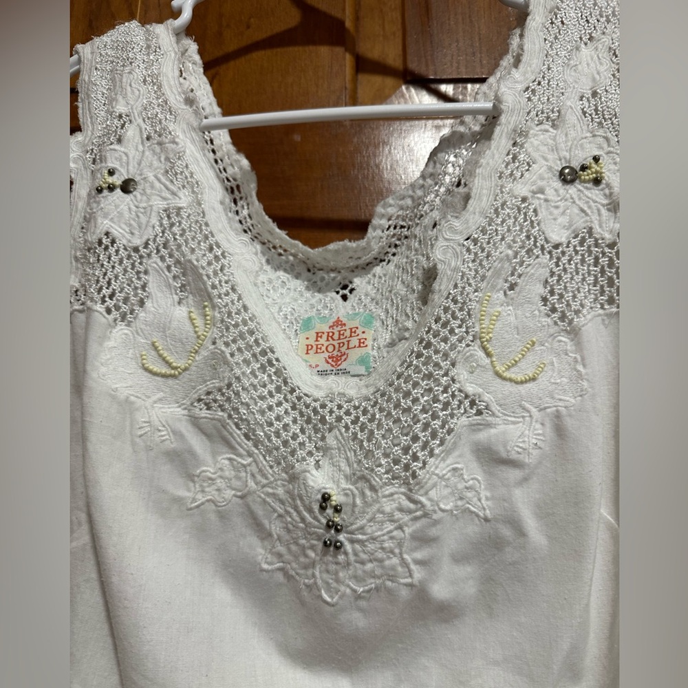 Free People White Crochet and Lace Detail Dress - Picture 3 of 8